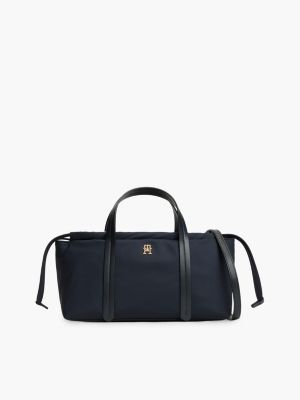blue crossbodytas van textiel met th-monogram voor dames - tommy hilfiger