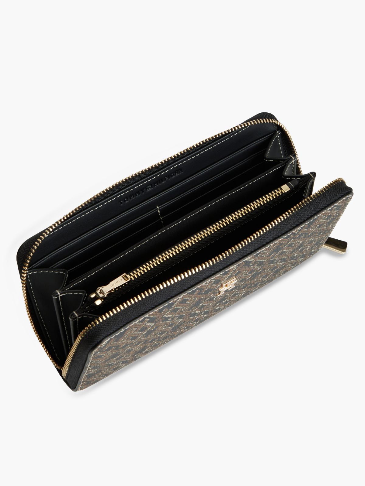Hilfiger Icon Print Zip-Around Wallet — Black
