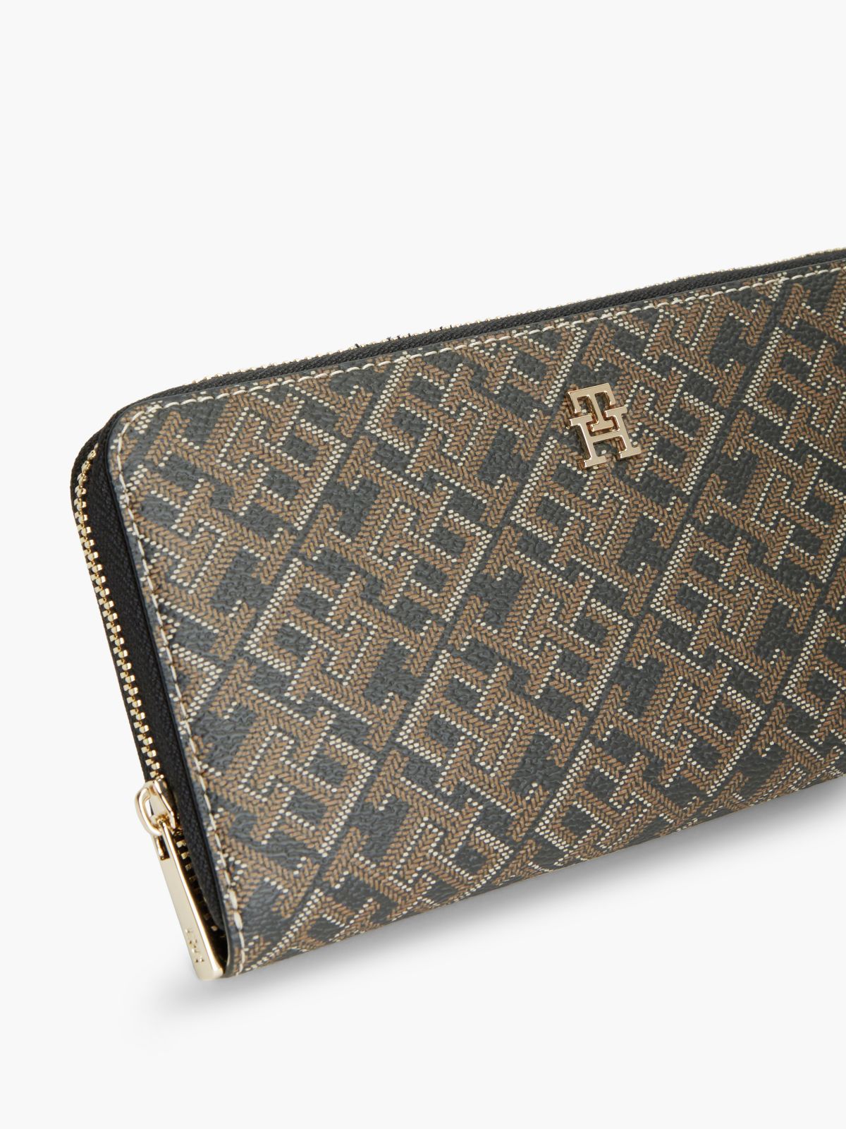 Hilfiger Icon Print Zip-Around Wallet — Black