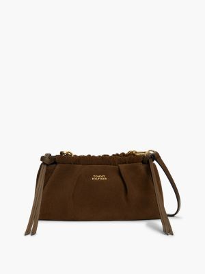 brown soft suede crossbody bag for women tommy hilfiger