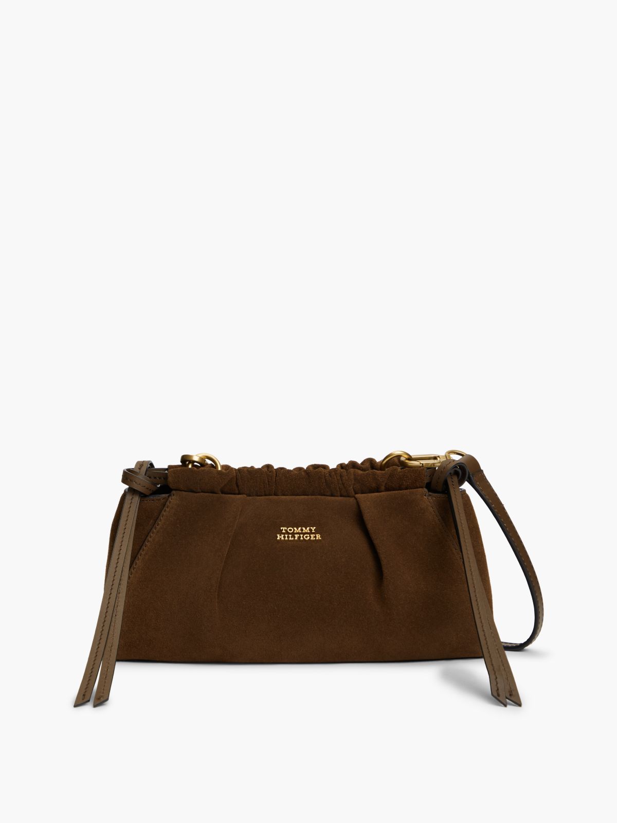 Soft Suede Crossbody Bag — Brown