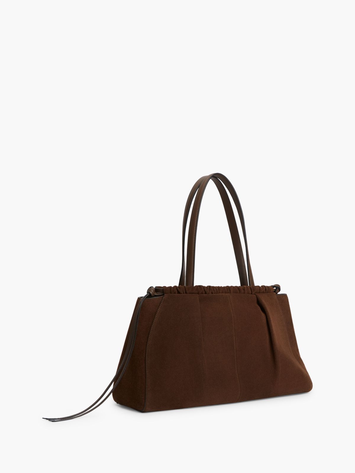 Soft Suede Contrast Piping Hobo Bag — Brown
