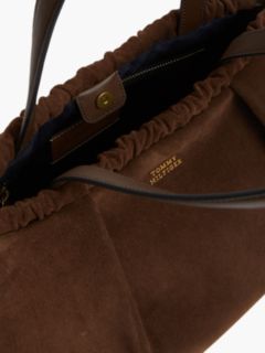 Soft Suede Contrast Piping Hobo Bag — Brown 4