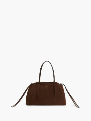 brown soft suede contrast piping hobo bag for women tommy hilfiger