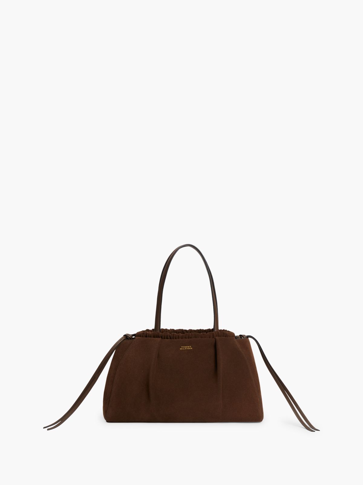 Soft Suede Contrast Piping Hobo Bag — Brown