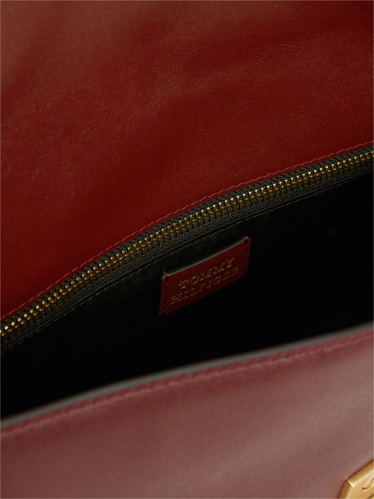 Leather Chain Charm Shoulder Bag — Red