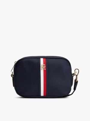 blue popette global stripe crossbody camera bag for women tommy hilfiger