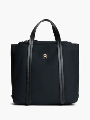 black th monogram convertible tote bag backpack for women tommy hilfiger