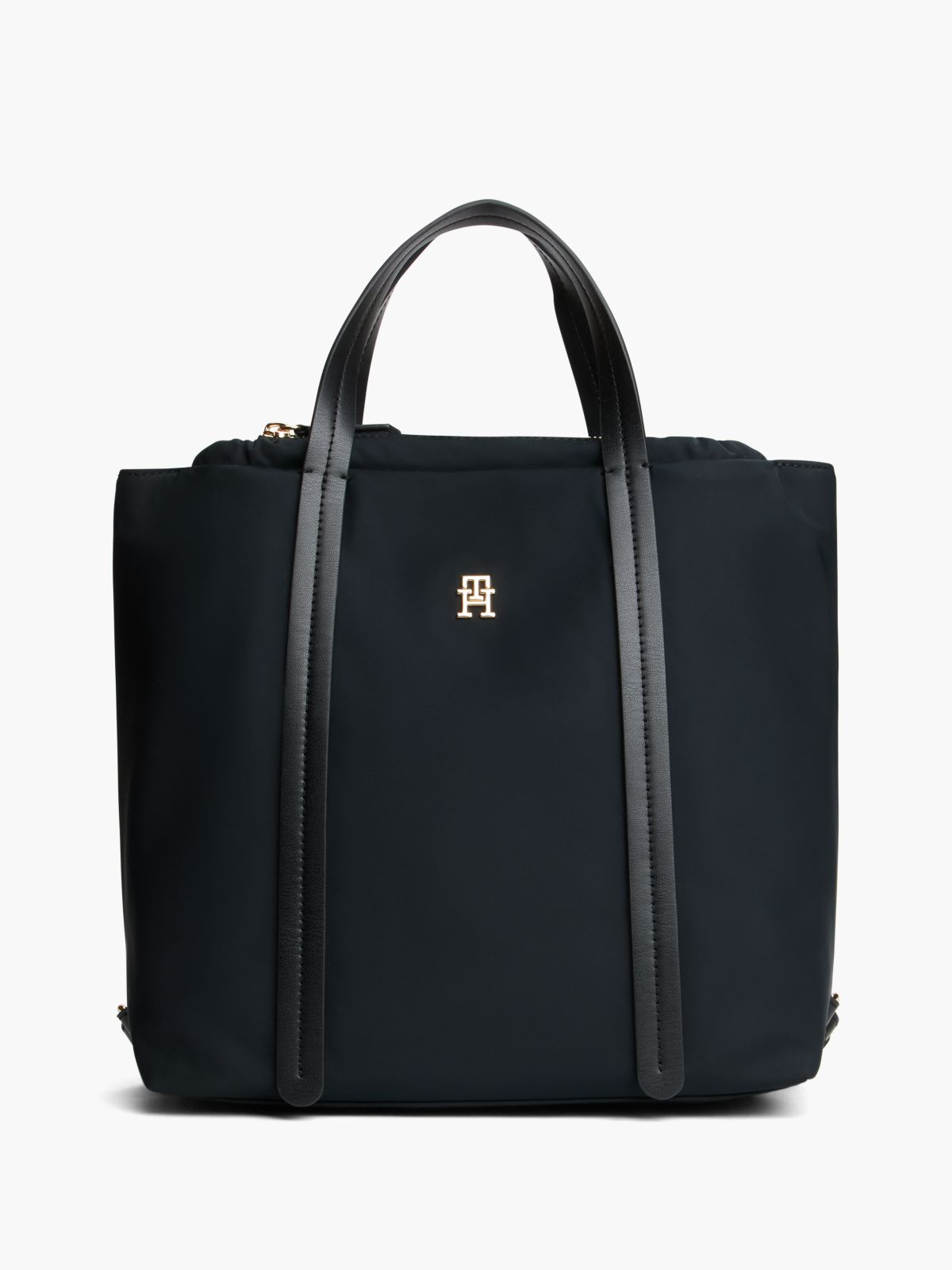 TH Monogram Convertible Tote Bag Backpack — Black