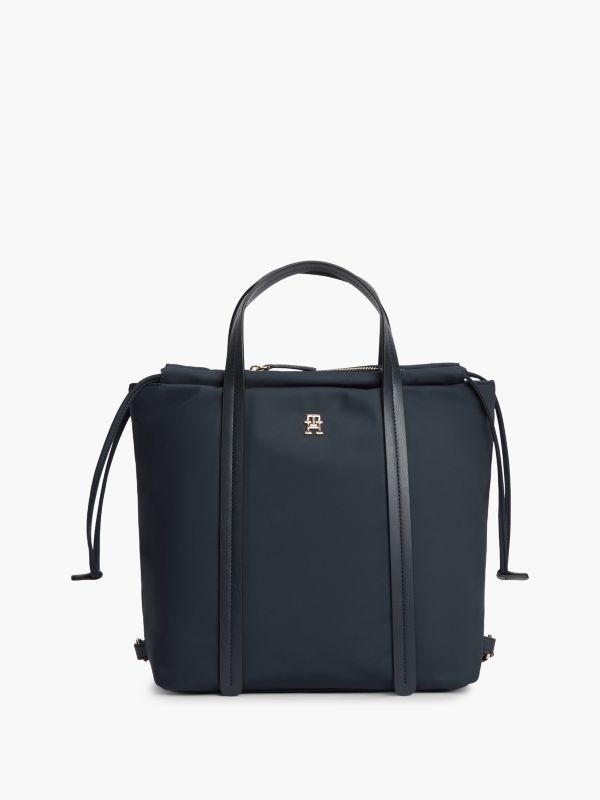 TH Monogram Convertible Tote Bag Backpack — Blue