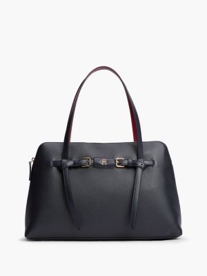 blue buckle strap tote bag for women tommy hilfiger