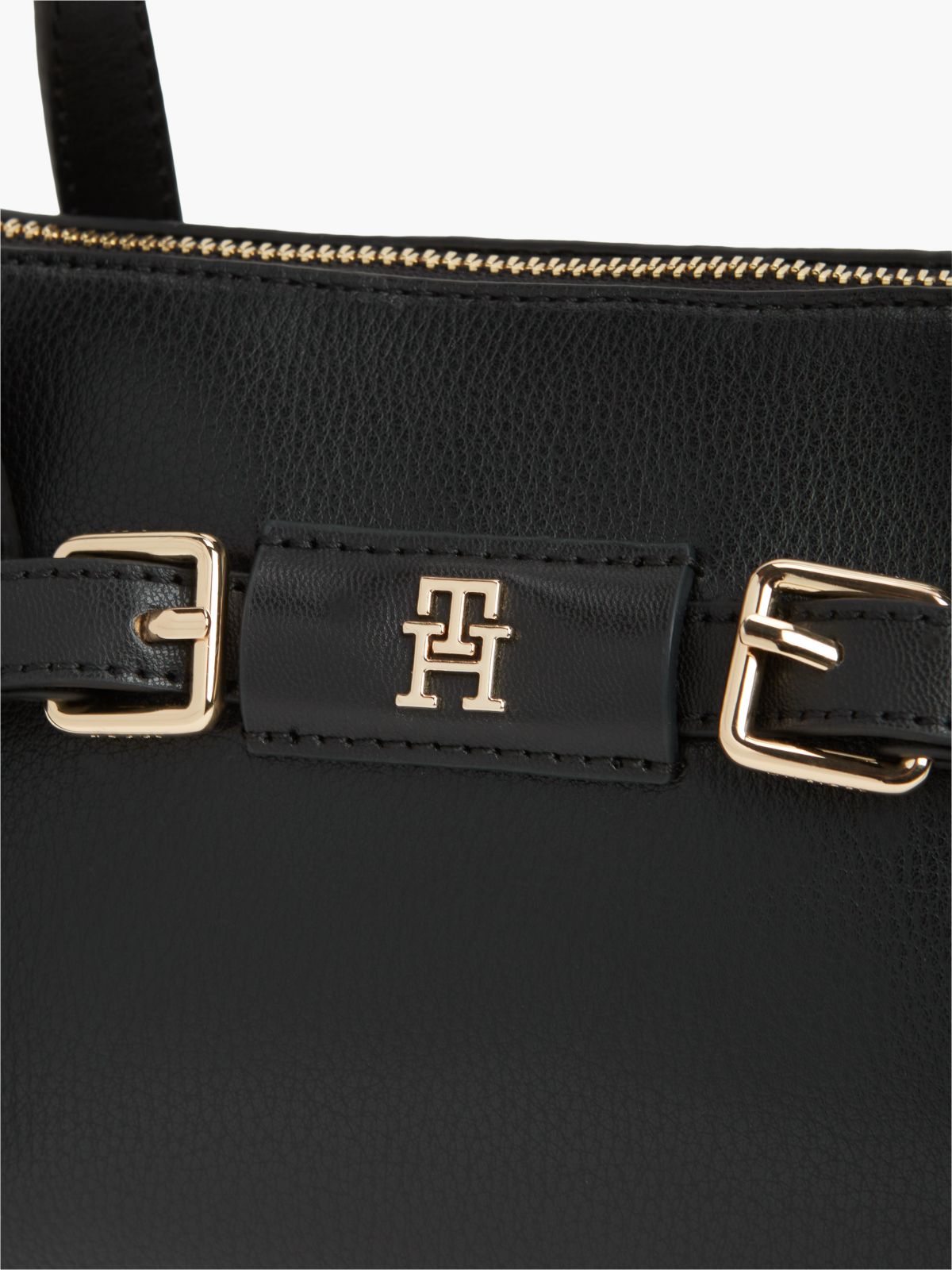 Buckle Strap Crossbody Tote Bag — Black