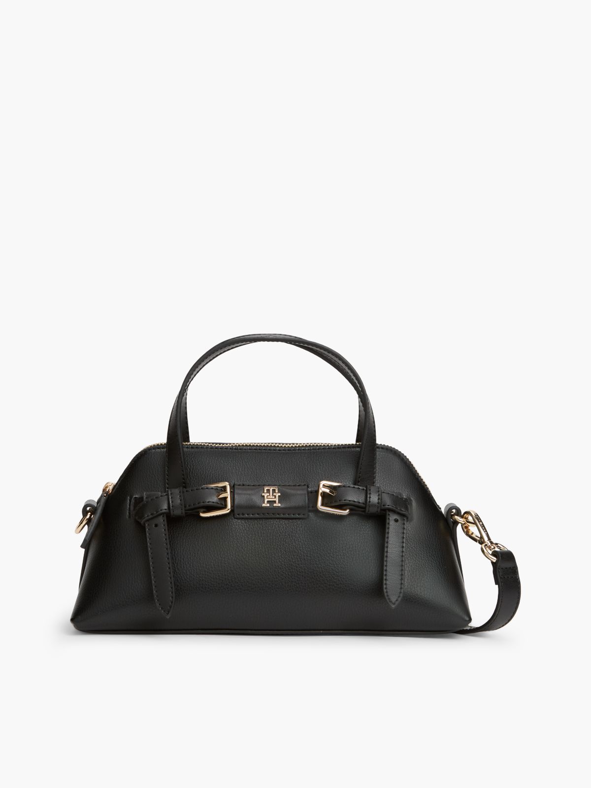 Buckle Strap Crossbody Tote Bag — Black