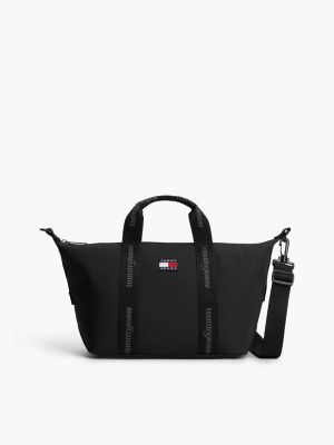 black essential repeat logo tote bag for women tommy jeans