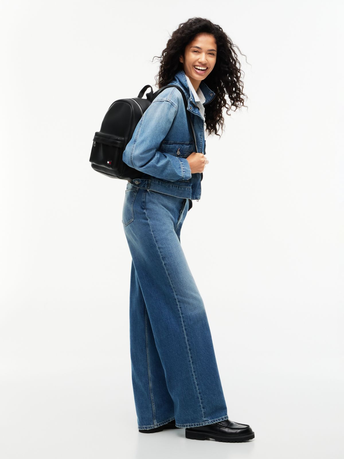Essential Logo Plaque Dome Backpack — Black