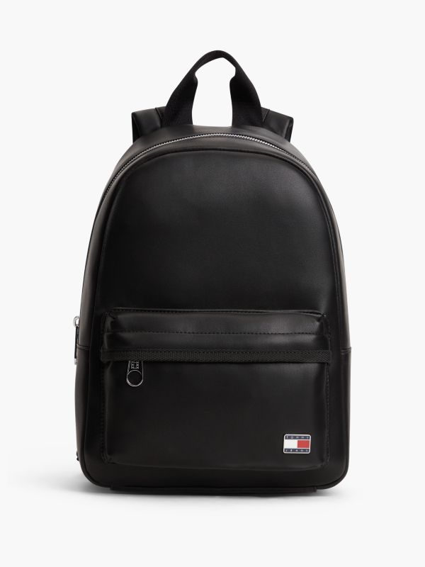 Essential Logo Plaque Dome Backpack — Black