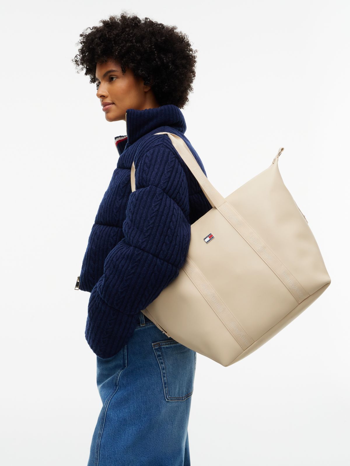 Essential Repeat Logo Tote Bag — Beige
