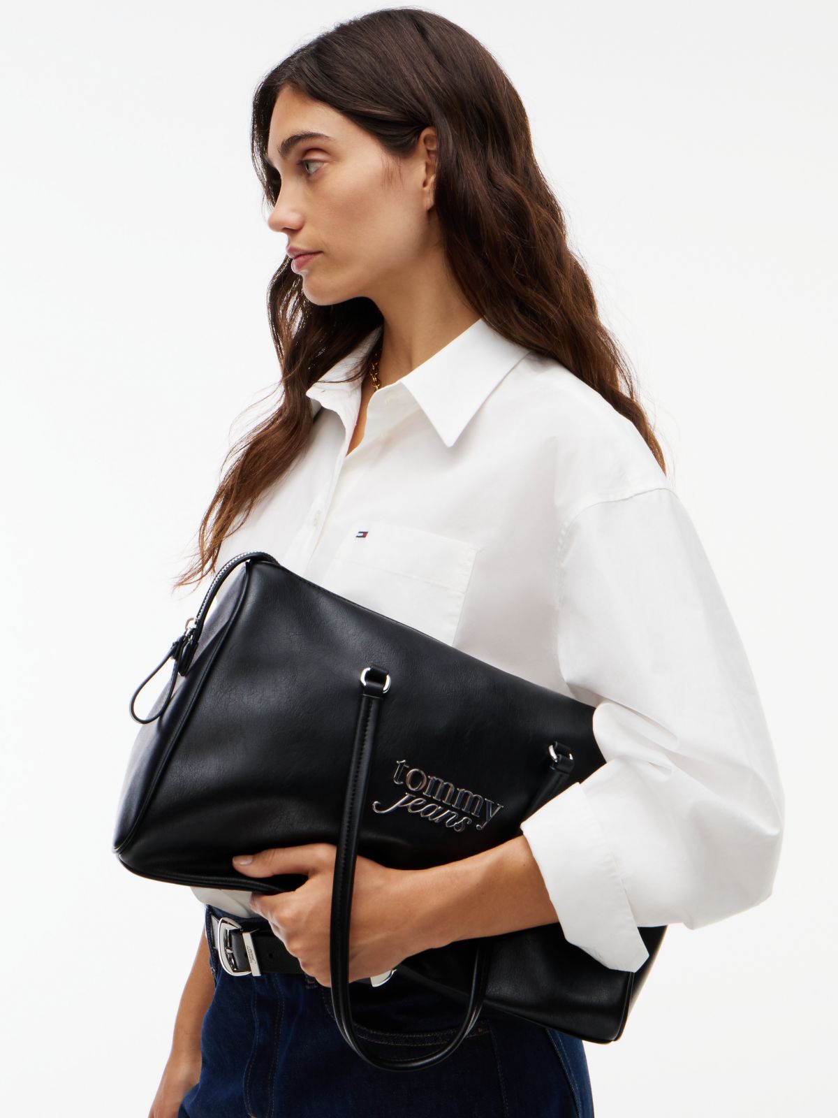 Metal Logo Tote Bag — Black