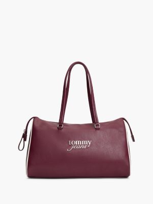 brown metal logo tote bag for women tommy jeans