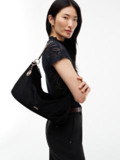 Chain Strap Charm Velvet Bag — Black 2