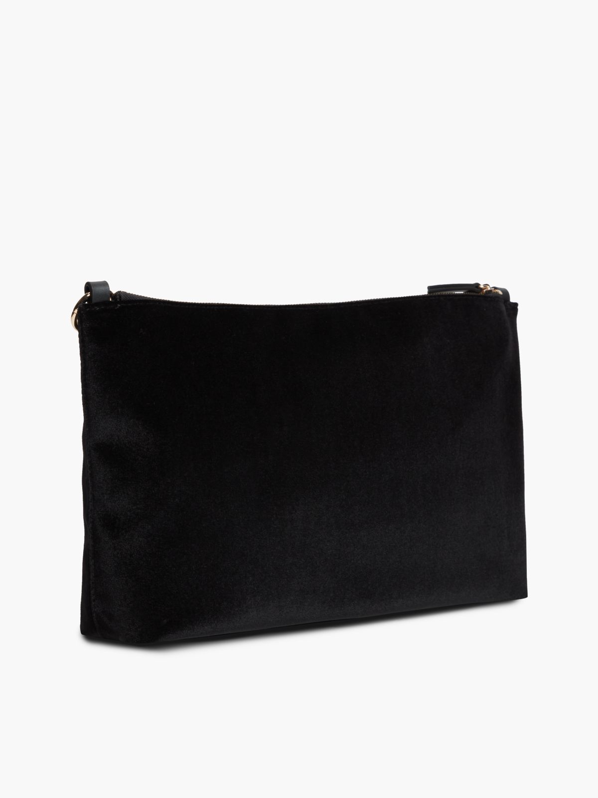 Chain Strap Charm Velvet Bag — Black