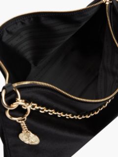 Chain Strap Charm Velvet Bag — Black 4