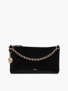 Chain Strap Charm Velvet Bag — Black 1