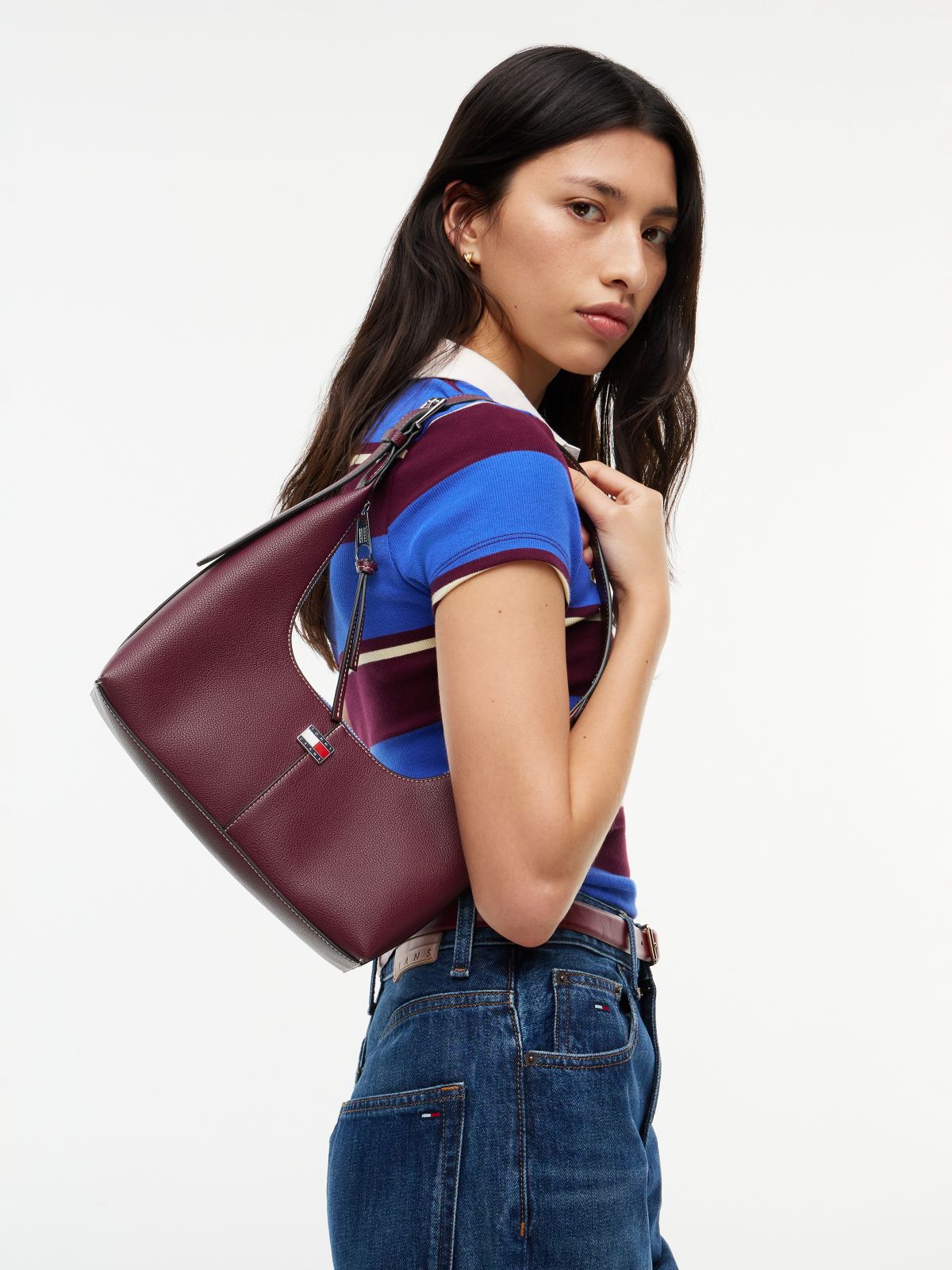 City Logo Plaque Shoulder Bag — Brown