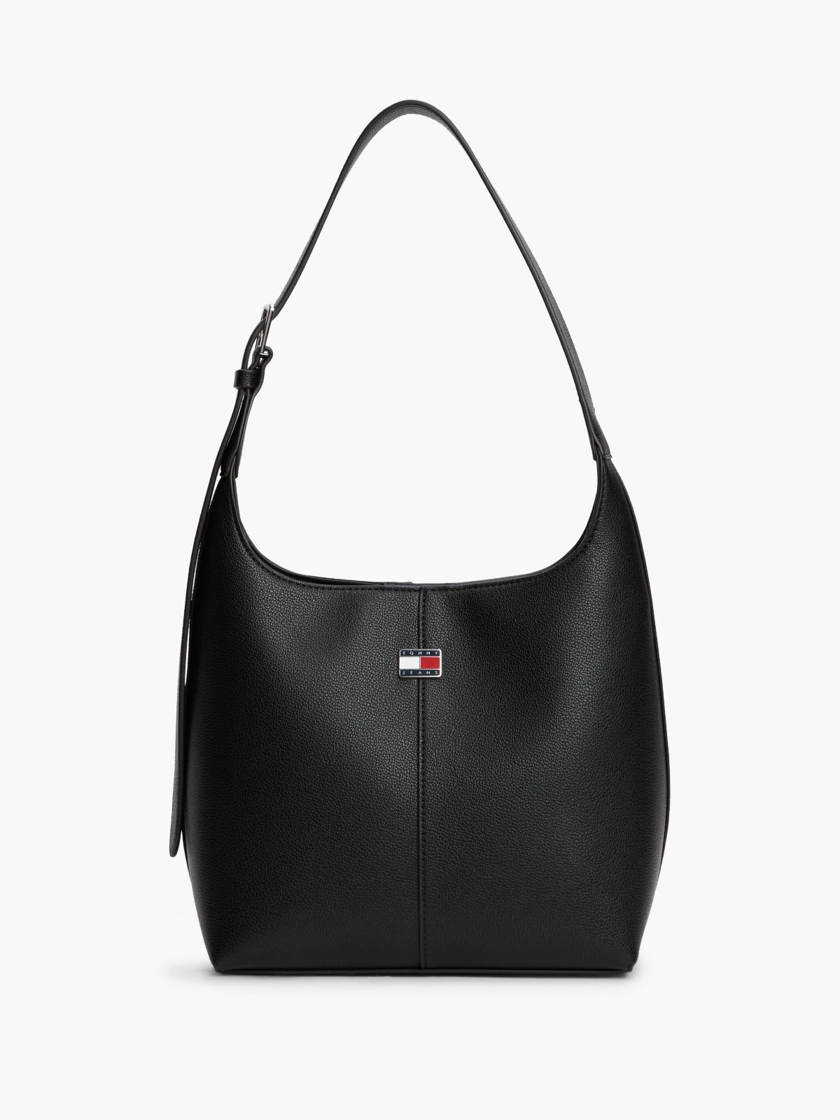 City Logo Plaque Hobo Bag — Black