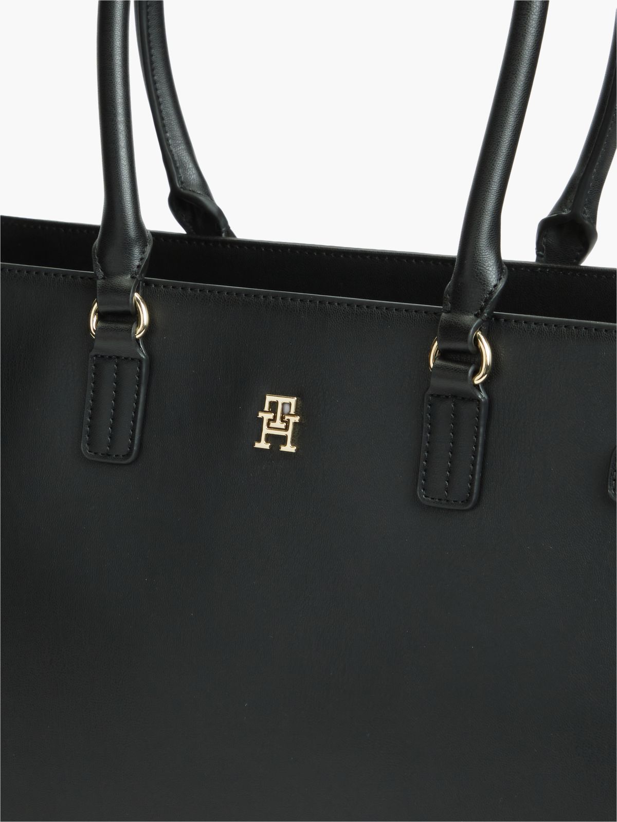 TH Monogram Plaque Tote Bag — Black