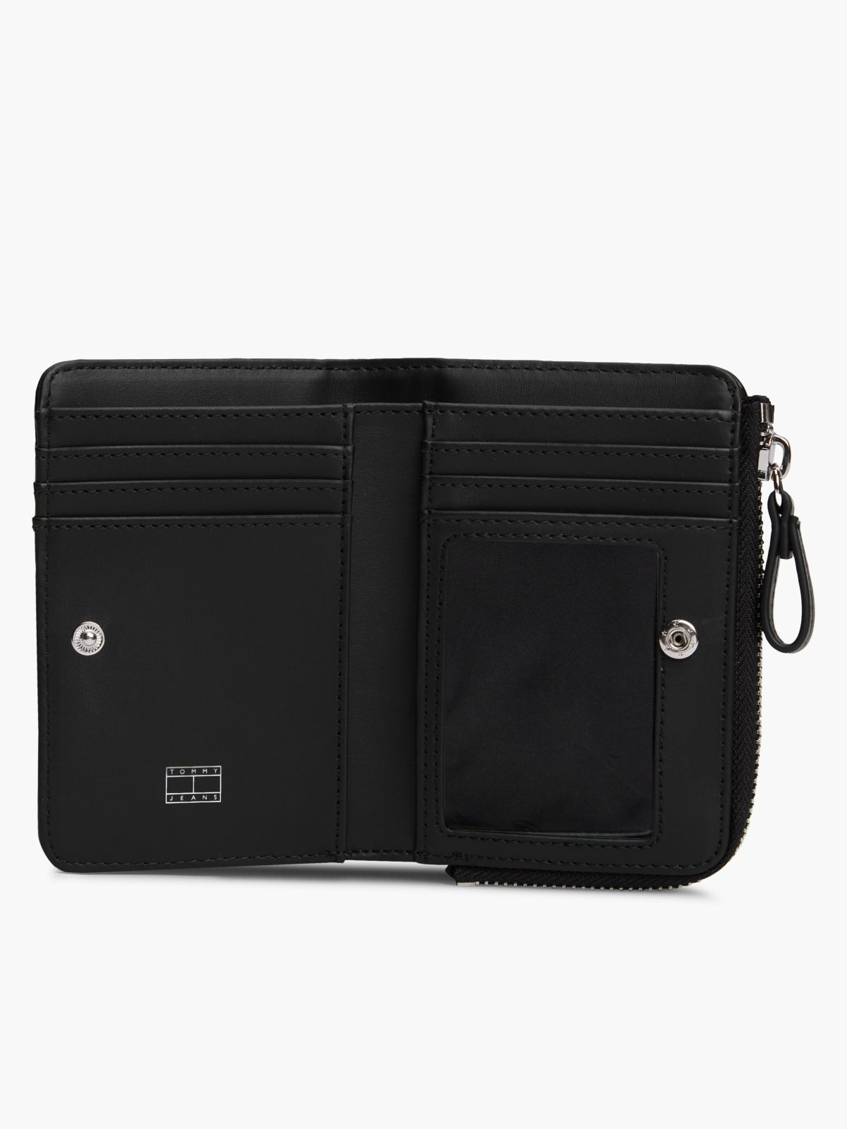Metal Logo Bifold Flap Wallet — Black