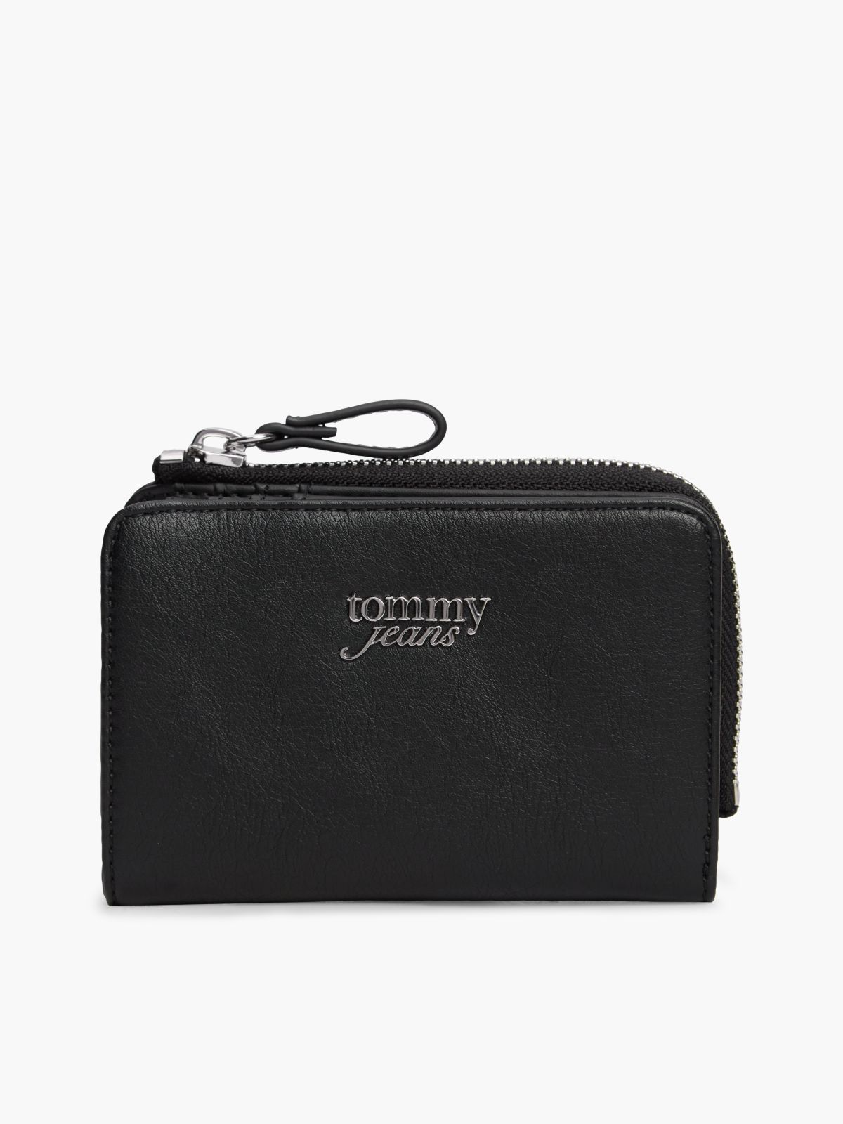 Metal Logo Bifold Flap Wallet — Black