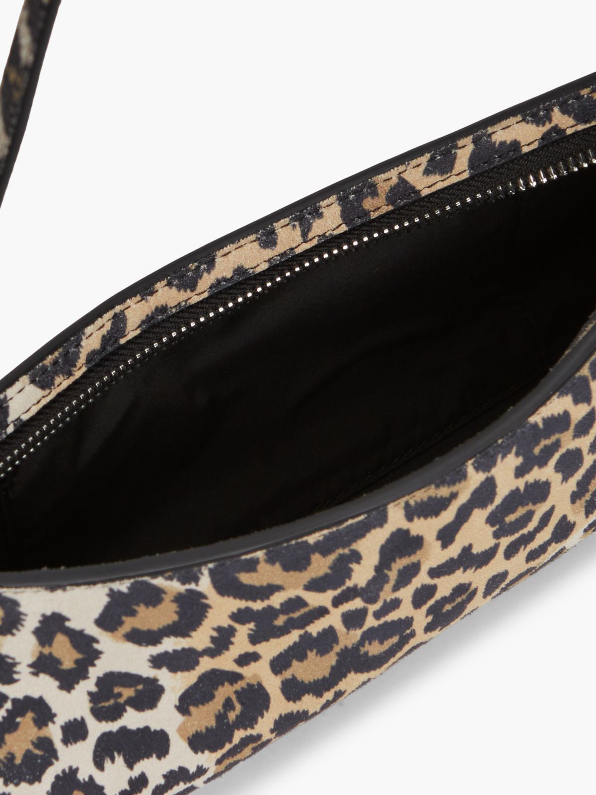 Suede Leopard Print Shoulder Bag — Brown