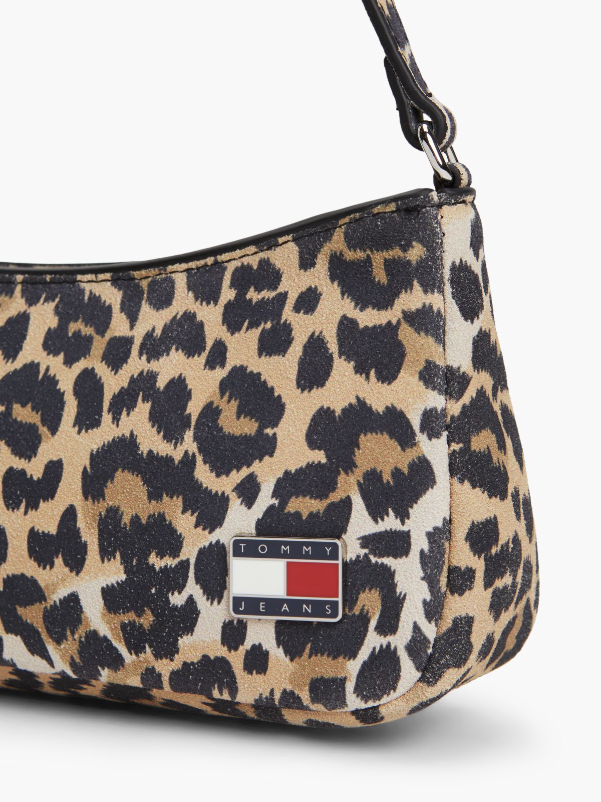 Suede Leopard Print Shoulder Bag — Brown