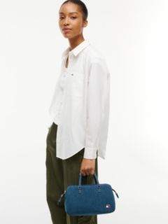 Logo Plaque Denim Crossbody Tote Bag — Denim 2