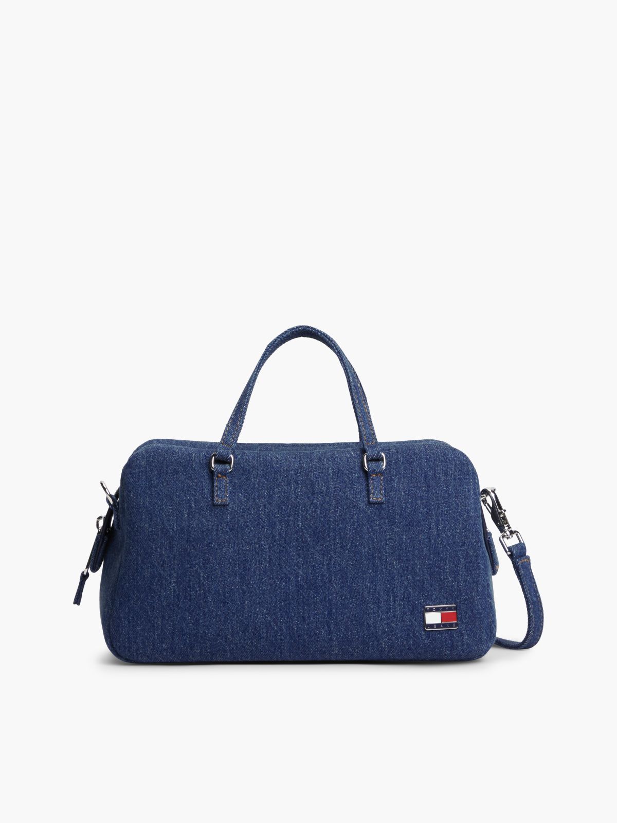 Logo Plaque Denim Crossbody Tote Bag — Denim