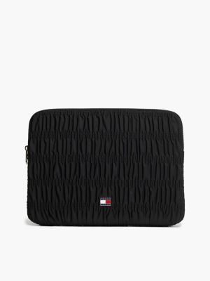 black smock logo plaque laptop sleeve for women tommy jeans