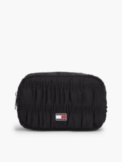 Logo Plaque Ruched Washbag — Black 1