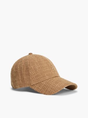 beige chic bouclé baseball cap for women tommy hilfiger