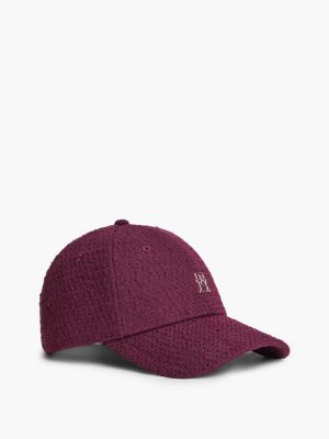 red chic bouclé baseball cap for women tommy hilfiger
