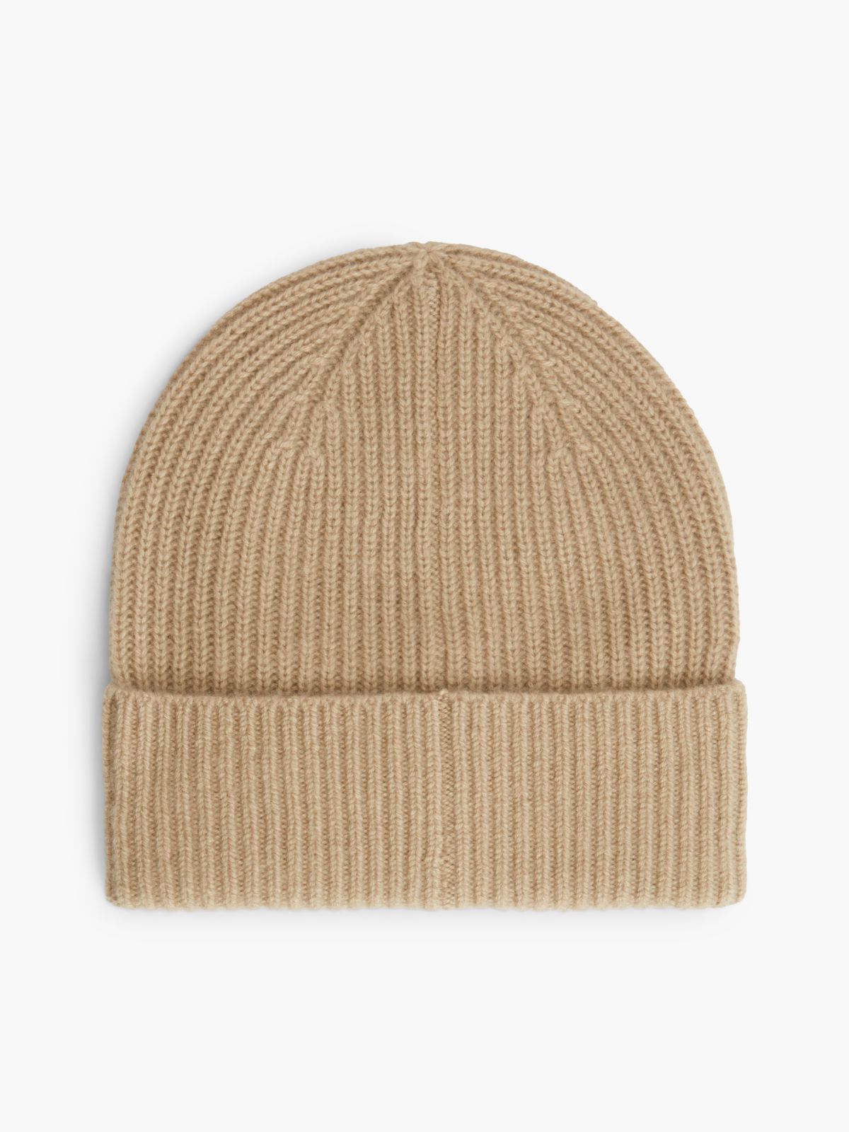 Pure Cashmere TH Monogram Plaque Beanie — Beige