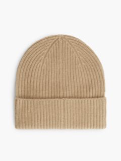 Pure Cashmere TH Monogram Plaque Beanie — Beige 2