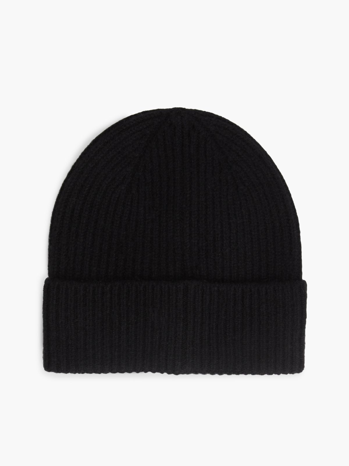 Pure Cashmere TH Monogram Plaque Beanie — Black