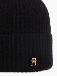 Pure Cashmere TH Monogram Plaque Beanie — Black 3