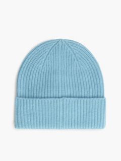 Pure Cashmere TH Monogram Plaque Beanie — Blue 2
