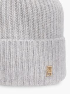Pure Cashmere TH Monogram Plaque Beanie — Grey 3