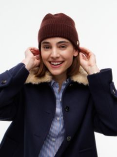 Pure Cashmere TH Monogram Plaque Beanie — Red 4