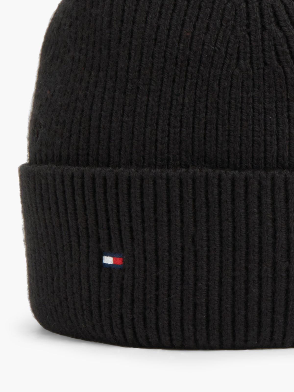 Hilfiger Flag Embroidery Beanie With Wool — Black
