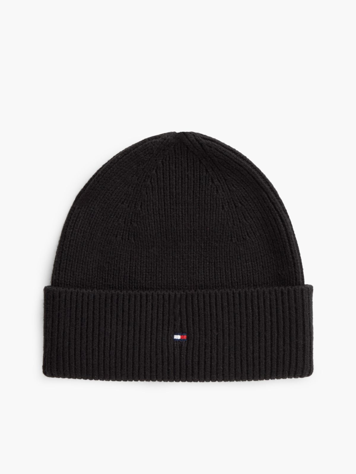 Hilfiger Flag Embroidery Beanie With Wool — Black