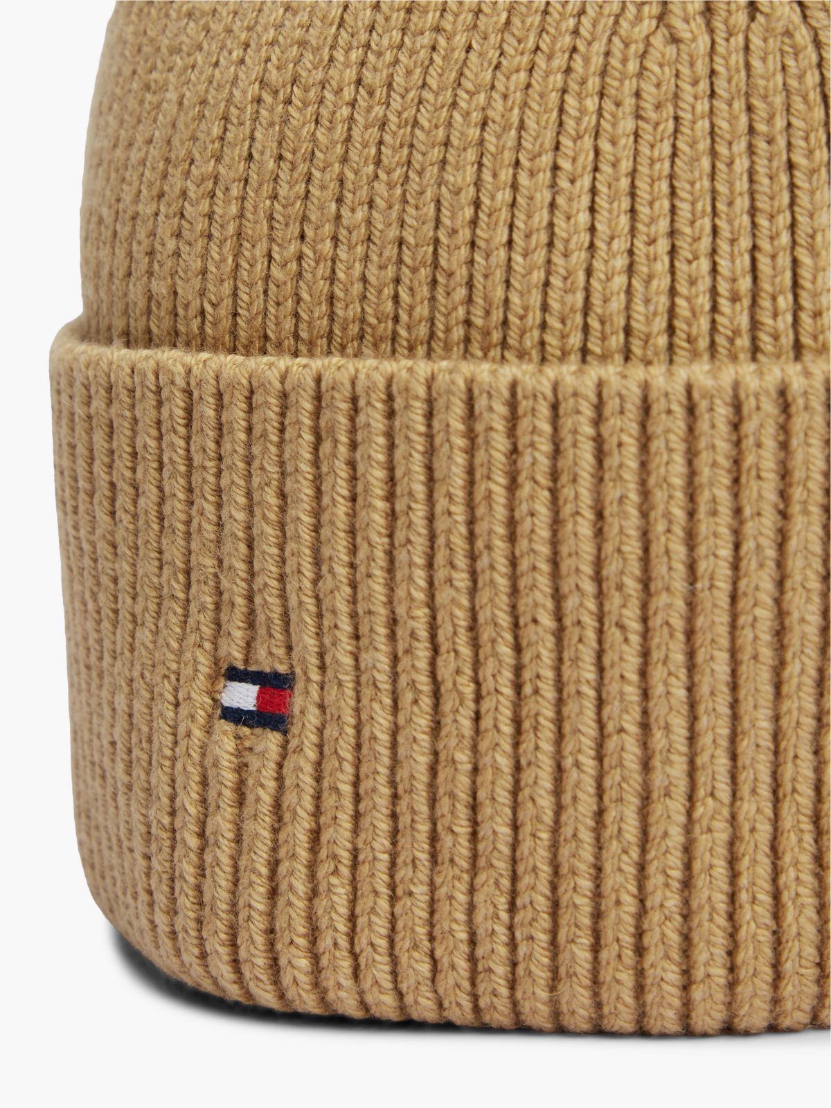 Hilfiger Flag Embroidery Beanie With Wool — Khaki